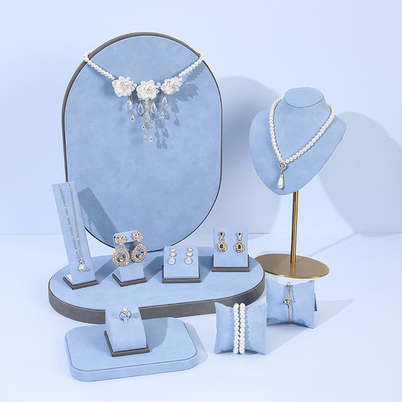 Photography Lighting Set - Light Blue Microfiber Jewelry Display Set,