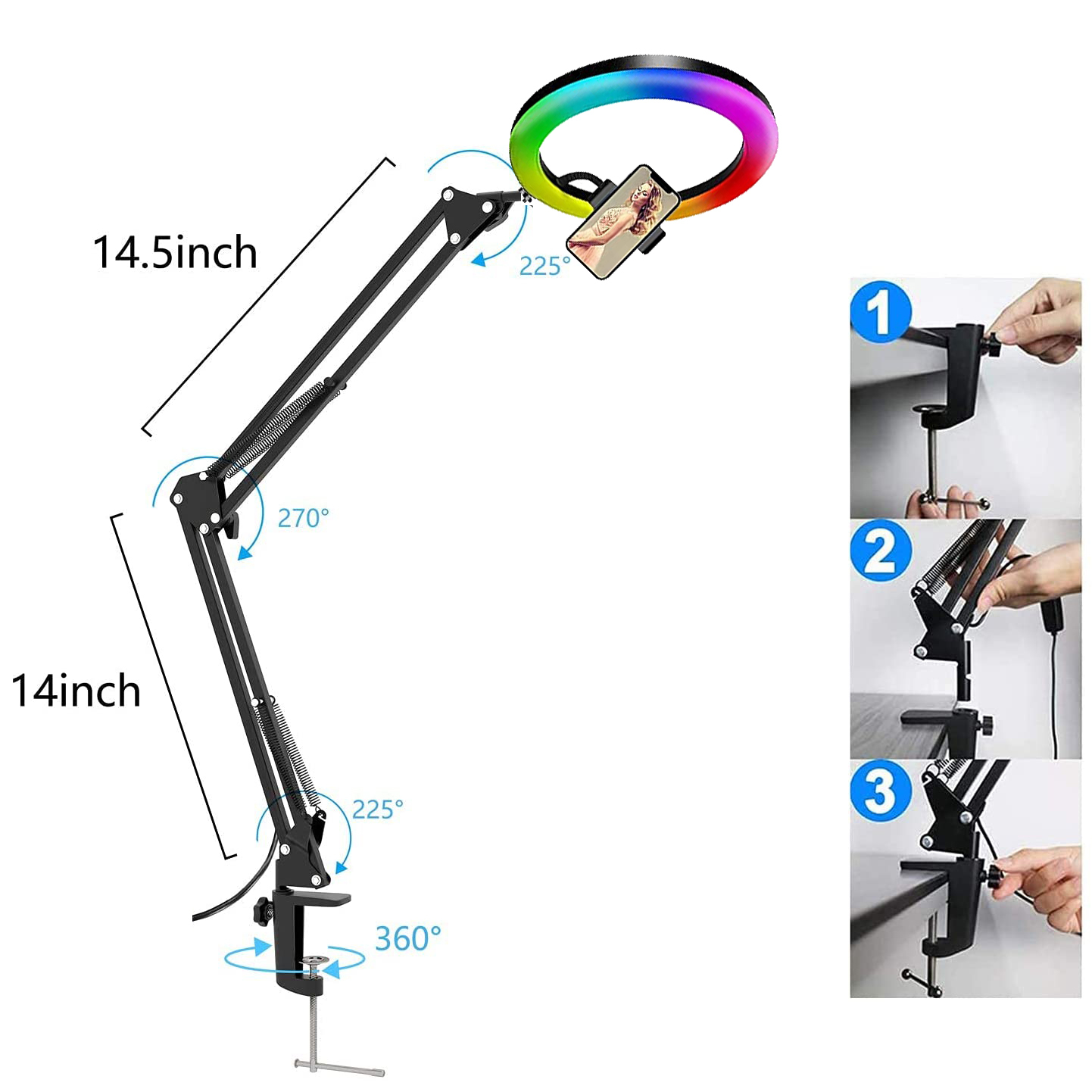 RGB Selfie Ring Light 26cm Fil - đánh giá và giá Photography Lighting Rgb