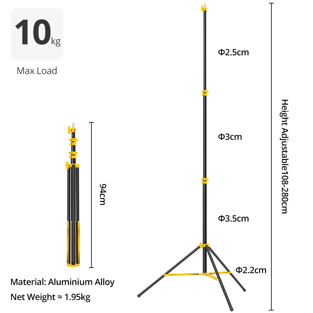 AMBITFUL GM280Y 280cm Professi - đánh giá và giá Photography Video Lighting Kit With Adjustable Tripod Stand
