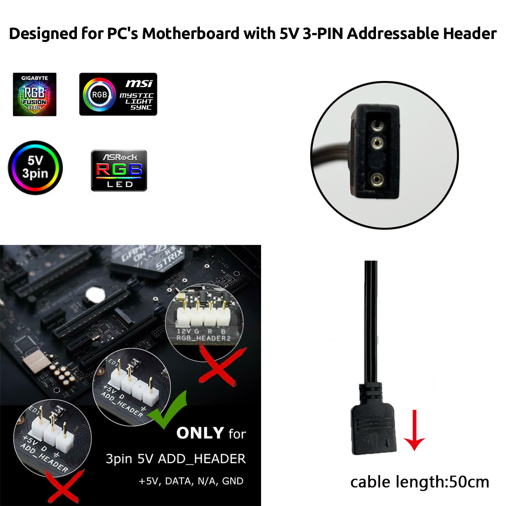 5V ARGB 3Pin Header for Asus A - đánh giá và giá Photography Lighting Game